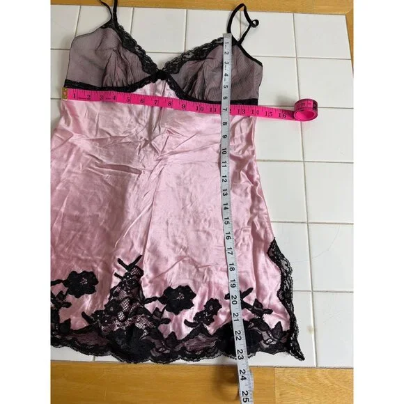 Vintage Victoria's Secret 100% Silk Pink Lace Slip Dress Size S Y2K - Picture 12 of 14
